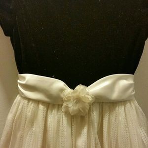 Cinderella Brand Girls Black Velvet and Ivory Sequ